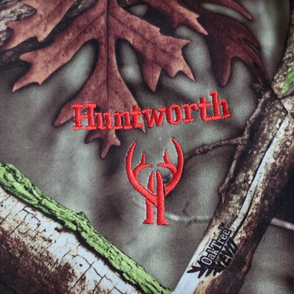 Huntworth Jacket Mens XL Camo Oak Tree Full Zip LS Pockets Fleece Inside Hunting - Picture 8 of 16